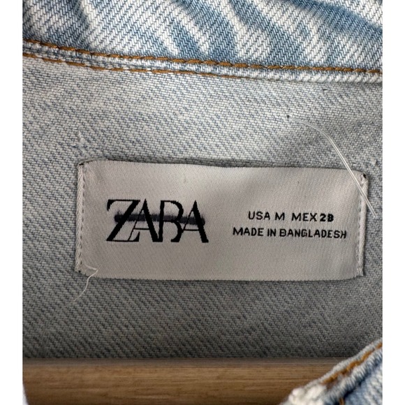 Zara Denim Button down maxi Dress organic cotton ZW Collection sz M - Picture 3 of 7